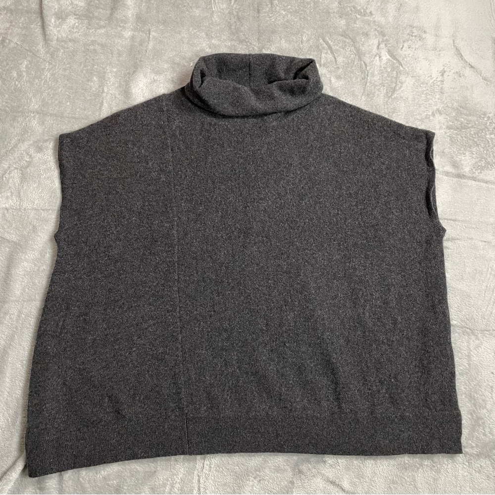 Anthropologie Sweater XS Womens 100% Cashmere Oversized Funnel Neck Gray